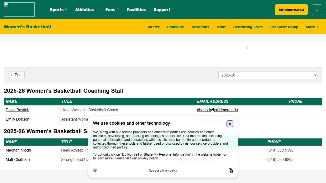 Women's Basketball Coaches - Skidmore College Athletics