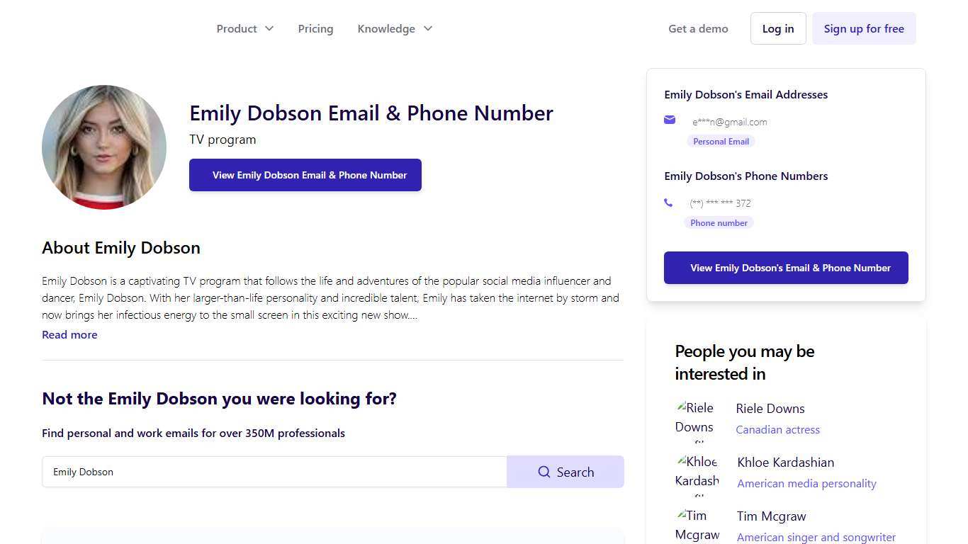 Emily Dobson Email & Phone Number TV program - ContactOut