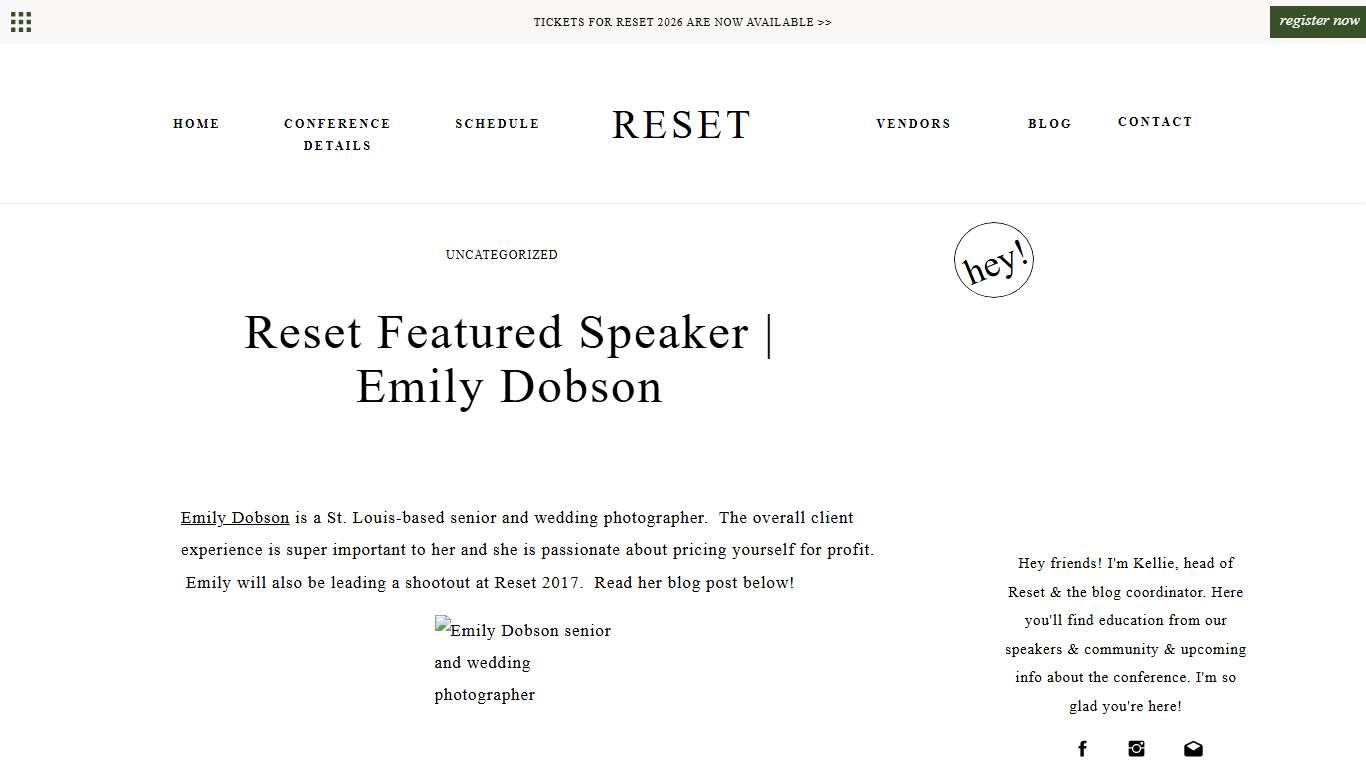 Reset Featured Speaker Emily Dobson - The Reset Conference